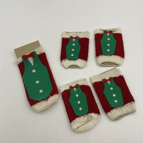 Set Of 5 Vintage Terry Knit Drinking Glass Bottle